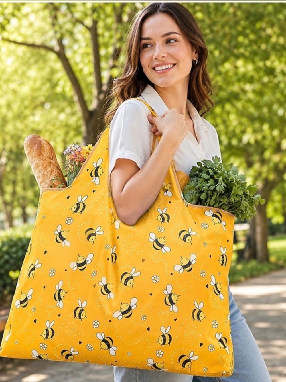 Yellow Bee Print Tote Bag NWT